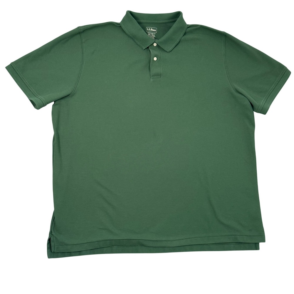 LL‎ Bean Traditional Fit Polo Mens 3XLT Green Tall Classic Preppy Dad Outdoor